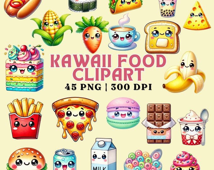 Kawaii Food Clipart | Cute Food Clipart | Cute Drinks Clipart | Junk ...