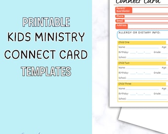 Printable Kids Ministry Connect Card for Churches, Connect Card for Churches, Children&#39;s Ministry Connect Card, Kid&#39;s Ministry Connect Card