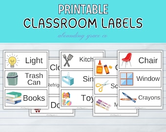 Printable Preschool Classroom Labels, Daycare Classroom Labels, Homeschool Classroom Labels, Early Childhood Classroom, Reading Labels
