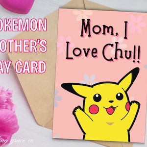 Pokemon Moederdagkaart, afdrukbare Moederdagkaart, nummer één moederkaart, leuke Moederdagkaart, Pikachu-moederdagkaart