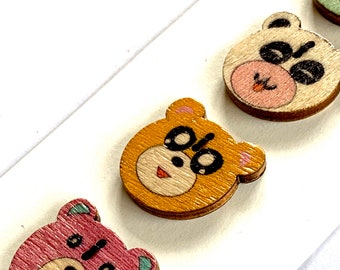 Bear buttons for craft sewing and scrapbooking.