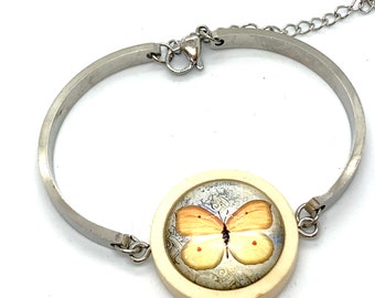Butterfly bracelet cabochon metal handcrafted handmade gift
