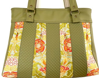 Vegan handbag with zip top handcrafted one of a kind