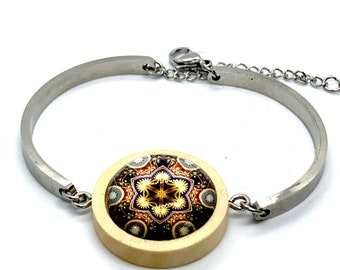 Mandula bracelet cabochon metal handcrafted handmade gift