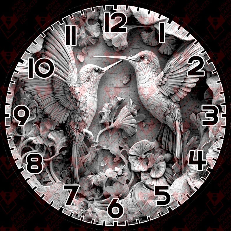 3d Illusion Hummingbird Love Clock Digital Laser File - Etsy