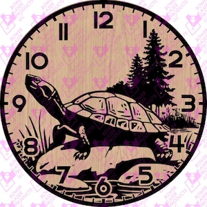 Vector turtle clock digital laser file