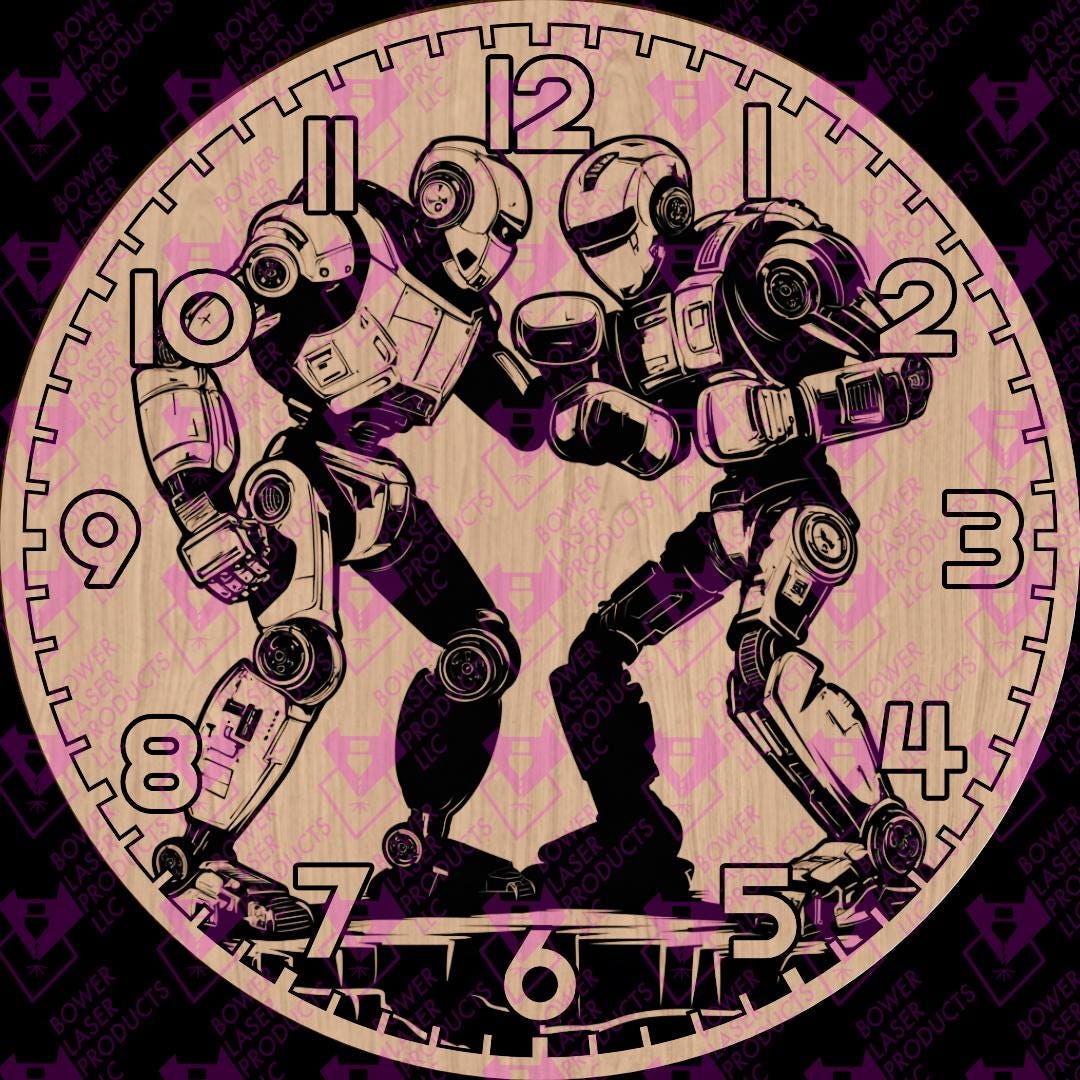 Vector Robots Boxing Clock Digital Laser File - Etsy