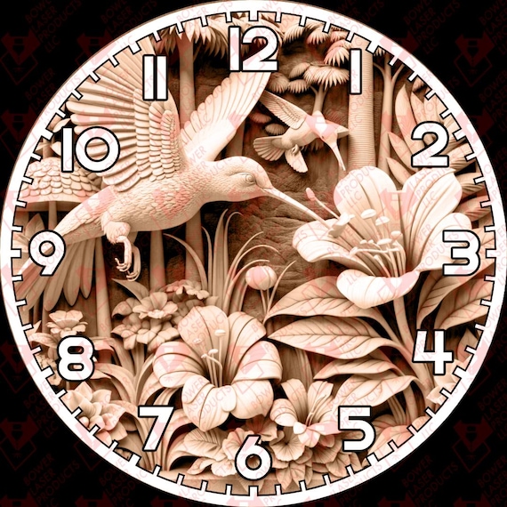 3d illusion hummingbird clock face laser file