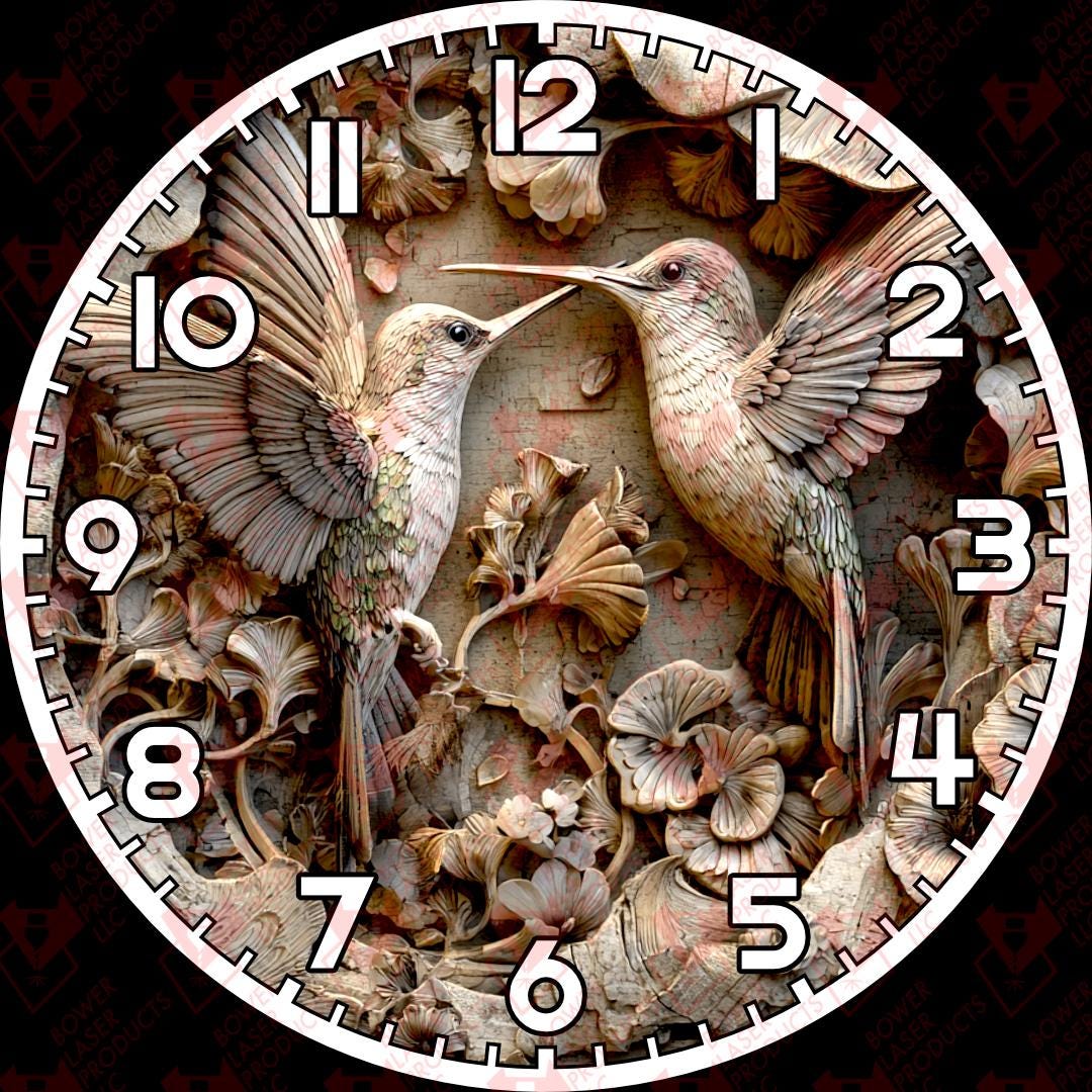 3d Illusion Hummingbird Love Clock Digital Laser File - Etsy