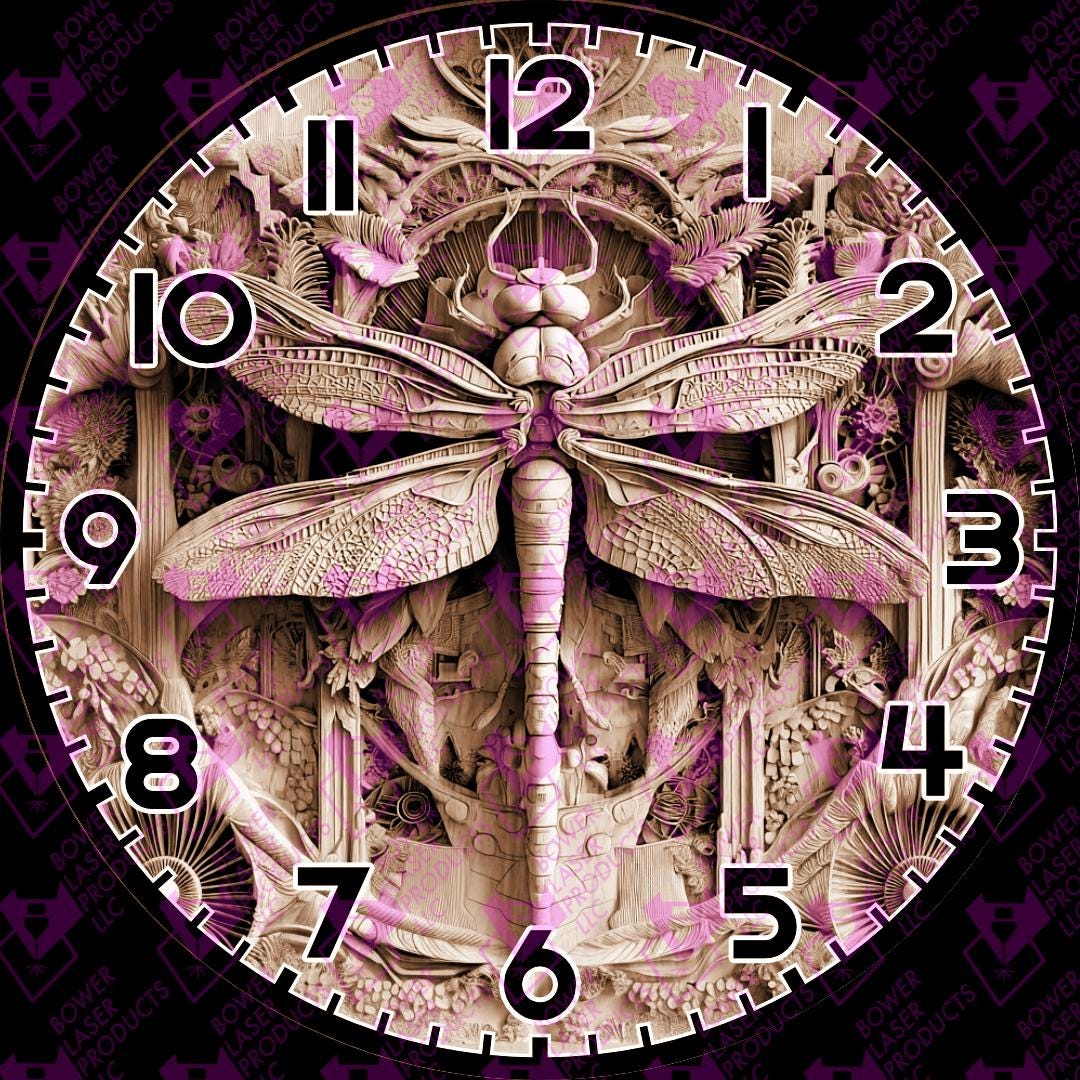 Dragonfly Clock Roses 3d Illusion Dragonfly Clock Digital Laser File - Etsy
