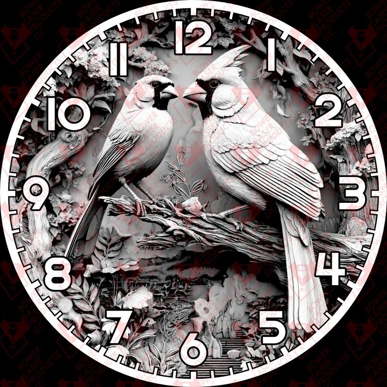 3d Illusion Cardinals Clock Digital Laser File - Etsy