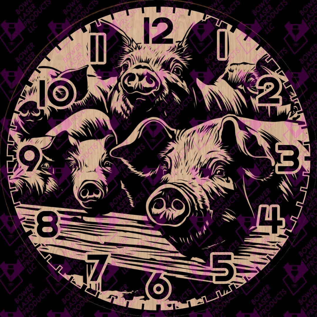 Vector Pig Clock Digital Laser File - Etsy