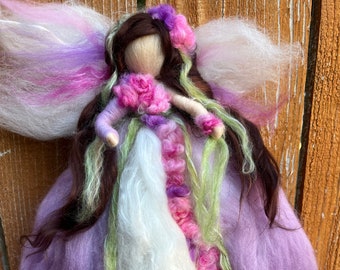 Wool Angel - Purple, pink and white Summer/Spring Blessing Fairy Inspired by Waldorf Rebecca Varon Flowers
