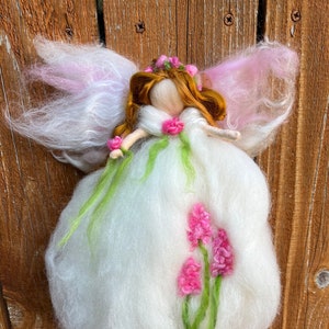 Wool Angel - Pink Summer/Spring Garden Fairy Inspired by Waldorf Rebecca Varon Flowers