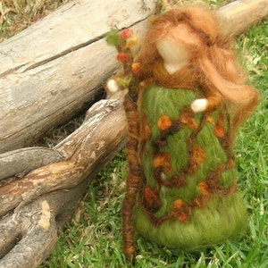 Forest Fairy - Waldorf inspired wool needle felted standing doll
