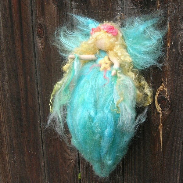 Wool Angel - Sea Fairy with Starfish -  Needle felted wool fairy angel Waldorf inspired-