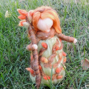 Forest Fairy - Waldorf inspired wool needle felted standing doll - autumn nature table by Rebecca Varon Waldorf Inspired