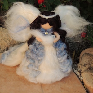 Needle Felted Wool Fairy Crystal Angel Waldorf inspired by Rebecca Varon with Swarovski crystals