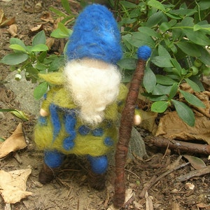 Blueberry King - Waldorf Inspired gnome Elsa Beskow inspired - Needle Felted Soft Sculpture - bendy