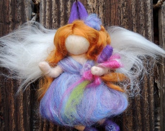 Rose Bouquet Fairy Girl  felted elf- Waldorf Inspired Needle Felted Soft Sculpture - bendy