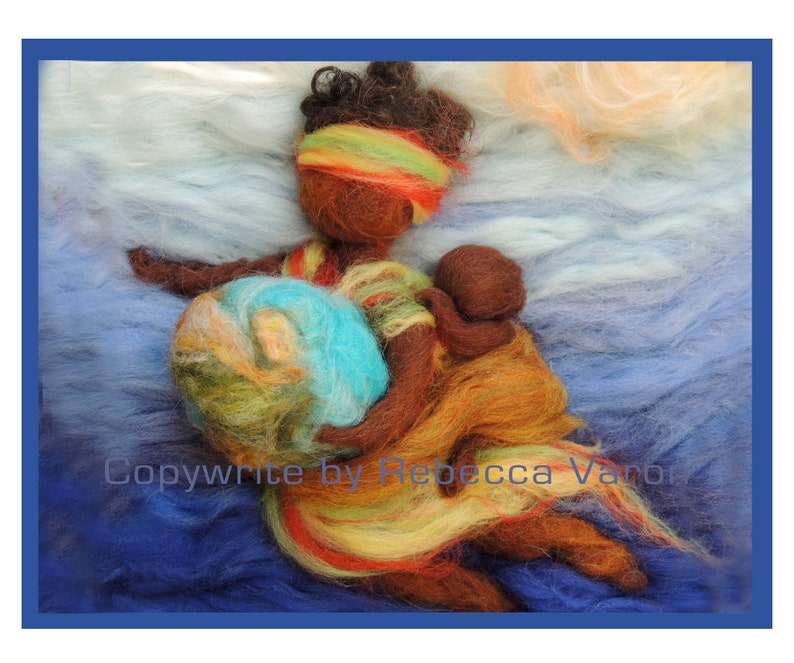 Printed Note Card Africa Delivers the World-image from soft sculpture wool painting by Rebecca Varon Nushkie Design image 1