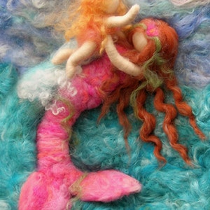 Gedruckte Notiz-Karte - "Riding the Waves"-Bild aus Wolle Malerei - Waldorf inspiriert gedruckt Grußkarte