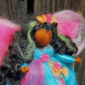 Needle felted fairy Caribbean Blue Garden Fairy Needle felted wool angel Waldorf inspired created by Rebecca Varon gift image 1