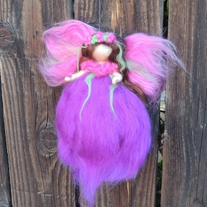 Bright Sweet Purple Blessing Fairy-  Needle felted wool fairy angel Waldorf inspired creation by Rebecca Varon aka Nushkie
