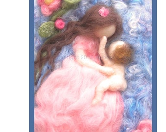 Printed Note Card - My Mother&#39;s Face-image from wool painting - printed Greeting Card