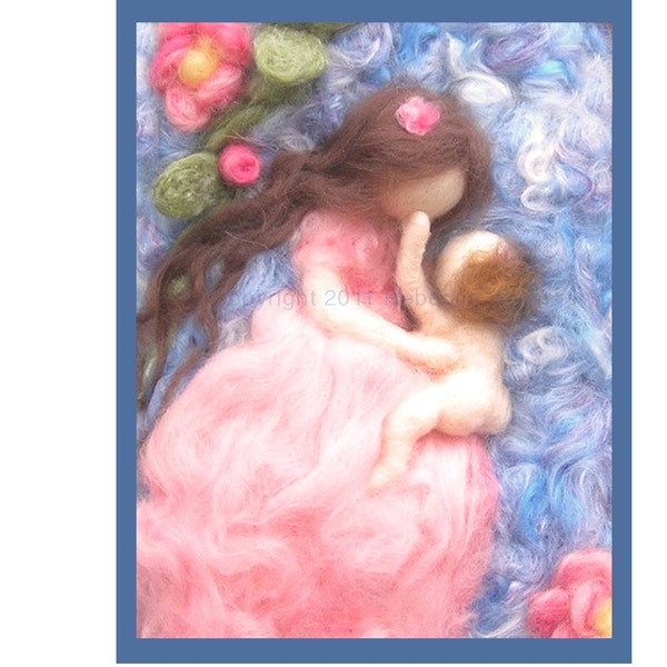 Printed Note Card - My Mother's Face-image from wool painting - printed Greeting Card