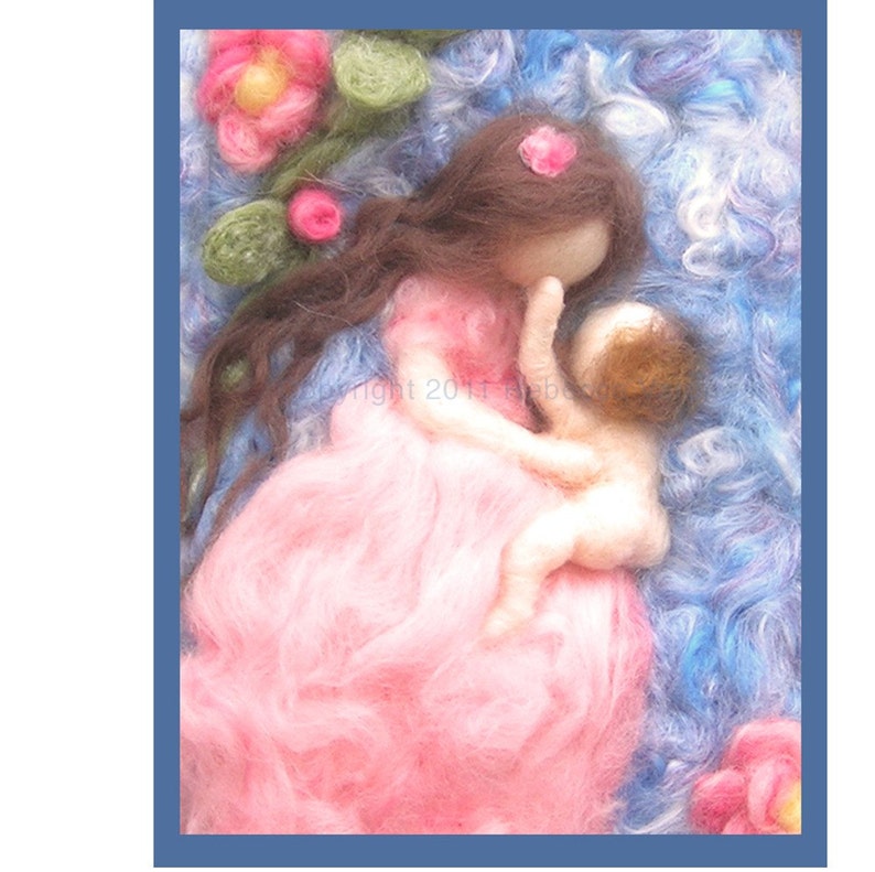 Printed Note Card My Mother's Face-image from wool painting printed Greeting Card image 1