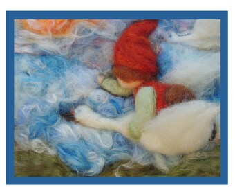 Printed Note Card - The Sky's the Limit II -image from soft sculpture fairy standing figure by Rebecca Varon Nushkie Design