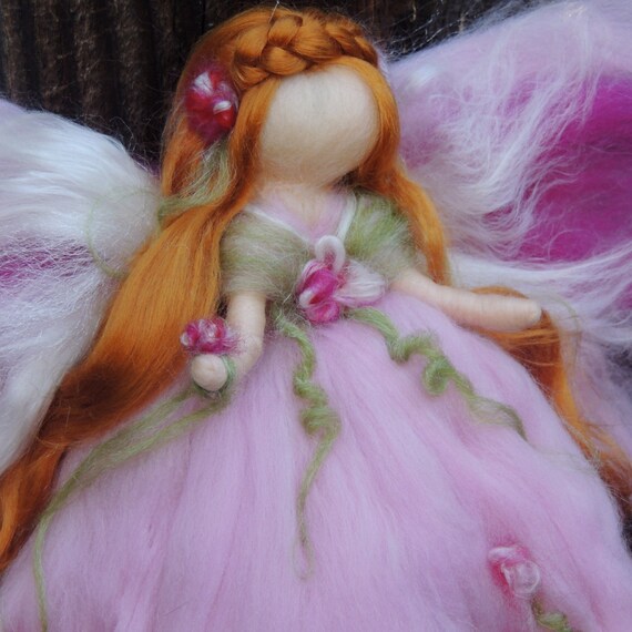 Ethereal Pink Garden Fairy- Needle Felted Wool Fairy Angel