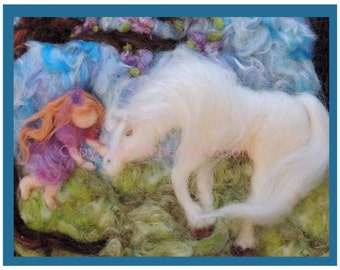 Printed Note Card - "My Friend" -image from wool painting  Waldorf Inspired printed greeting card