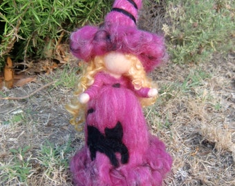 Halloween Witches - Needle felted wool soft sculpture art doll - Waldorf Inspired by Rebecca Varon