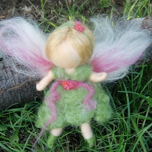 Garden Bendy Fairy -  Needle felted soft sculpture - Waldorf Inspired - created by Rebecca Varon - fairy, angel, girl child