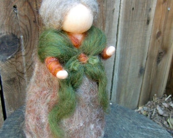 Wool Waldorf Inspired Doll- Needle felted Root Mother By Rebecca Varon