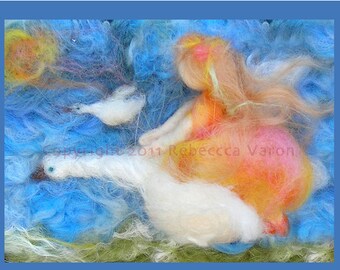 Printed Note Card - "The Sky's the Limit" -image from wool painting  Waldorf Inspired printed greeting card