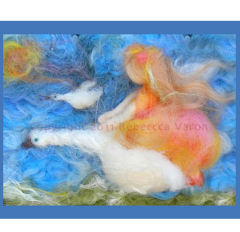 Printed Note Card The Sky's the Limit image from wool painting Waldorf Inspired printed greeting card image 1