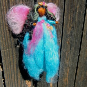 Needle felted fairy Caribbean Blue Garden Fairy Needle felted wool angel Waldorf inspired created by Rebecca Varon gift image 3