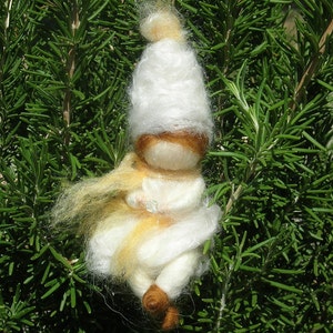 Ornament - Crystal Elf- Waldorf Inspired Needle Felted Soft Sculpture - bendy gnome