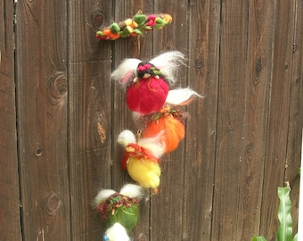 Mobile - Rainbow Fairy Needle felted wool angel Waldorf inspired wool