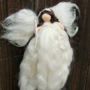 Wool Angel - Ethereal Crystal Winter Fairy Needle Felted by Rebecca Varon- Angel-ornament Waldorf-inspired