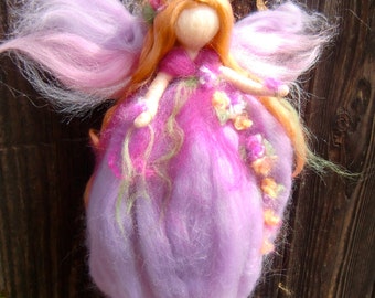 Wool Angel - Needle felted Lilac GardenFairy Waldorf inspired  By Rebecca Varon