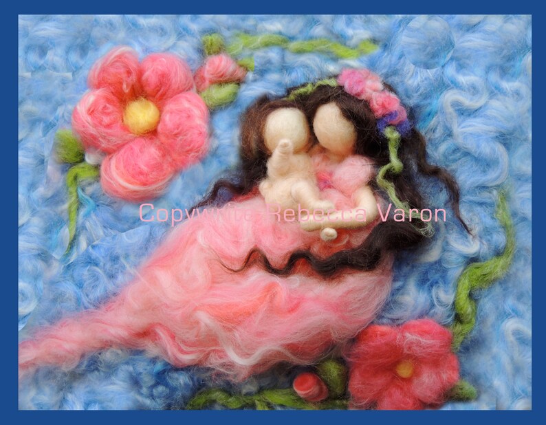 Printed Note Card Baby Knows the Way image from wool painting Waldorf Inspired printed greeting card image 1