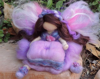 Tooth fairy - Girl - Waldorf Inspired Needle Felted in Shades of Purple and Pink