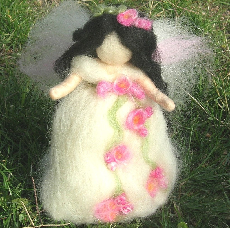 Wool Angel Needle felted Rose GardenFairy Waldorf inspired image 2