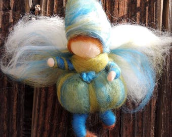 Fairy Boy Bendy Needle felted wool soft sculpture Elf -Waldorf Inspired by Rebecca Varon