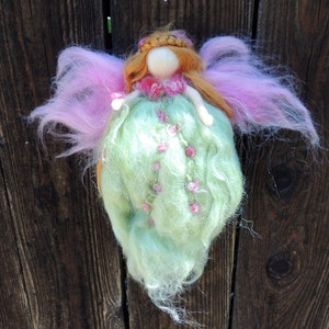 Spring Green Garden Fairy-  Needle felted wool fairy angel inspired by Waldorf creation by Rebecca Varon aka Nushkie - gift