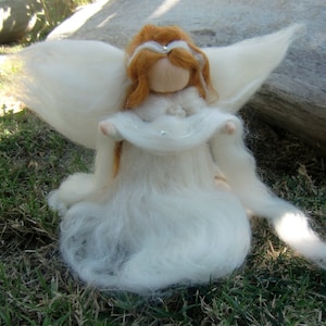 Snow Angel Fairy- Waldorf Inspired Needle Felted Angel Standing figure